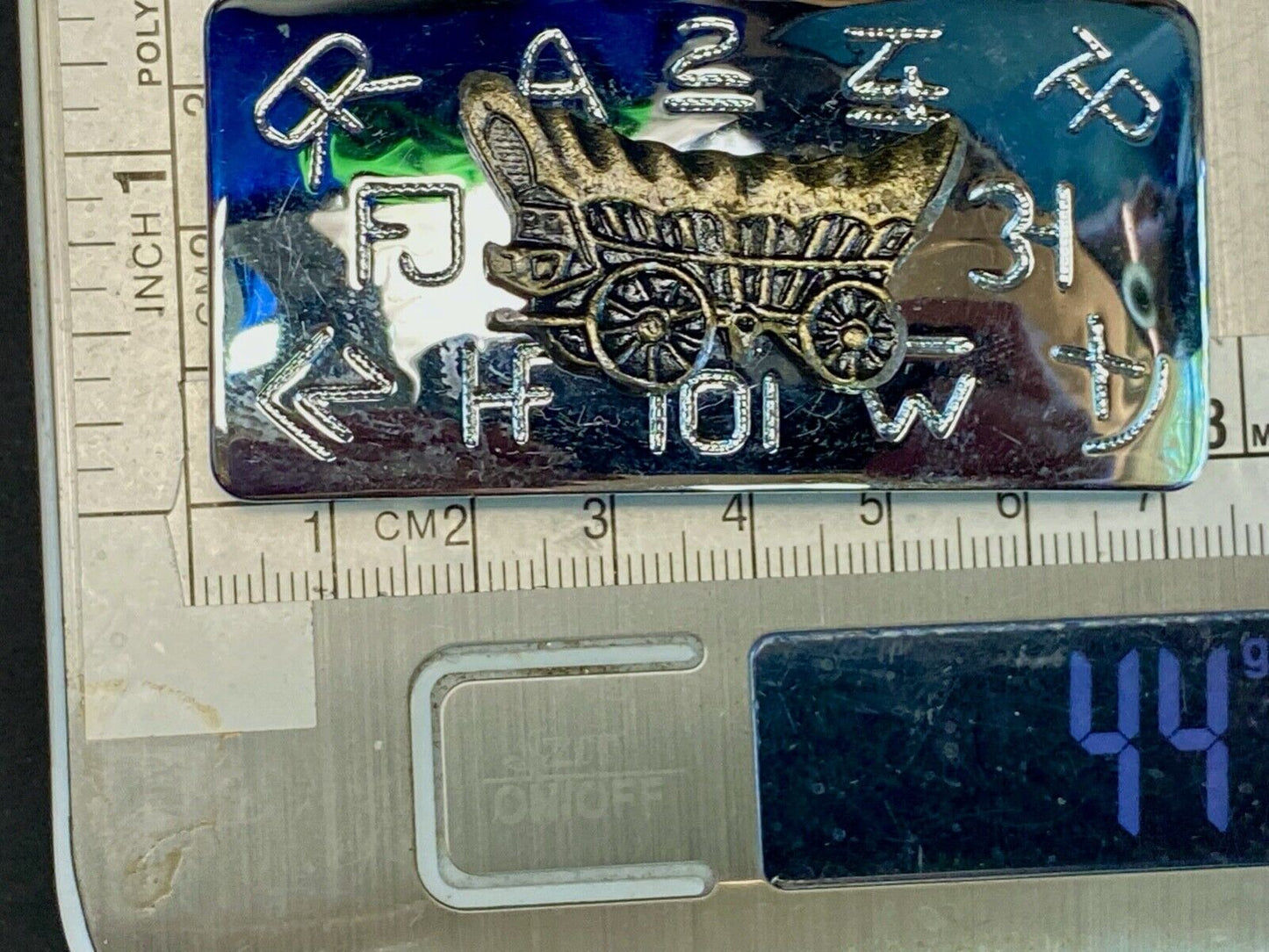 Vintage Covered Wagon And Cattle Branding Symbols Two Tone Chambers Belt Buckle