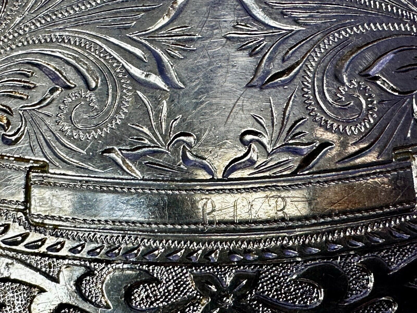 Vintage Award Ribbon Scroll Western Flower Swirl Design Used Belt Buckle