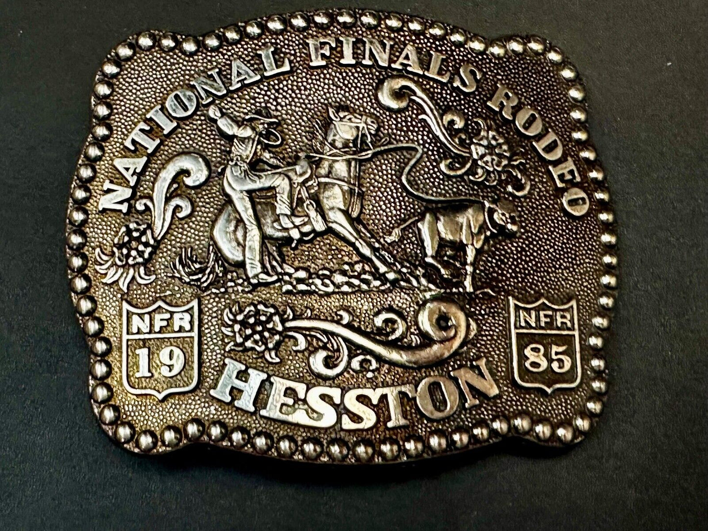 1985 NATIONAL FINALS RODEO NFR NOS ADULT SIZE Cowboys Collectable Belt Buckle