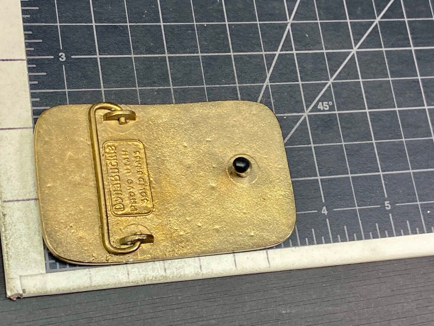 Vintage 1989 **ECHO BAY MINERALS** COVE PROJECT MINING SOLID BRASS BUCKLE