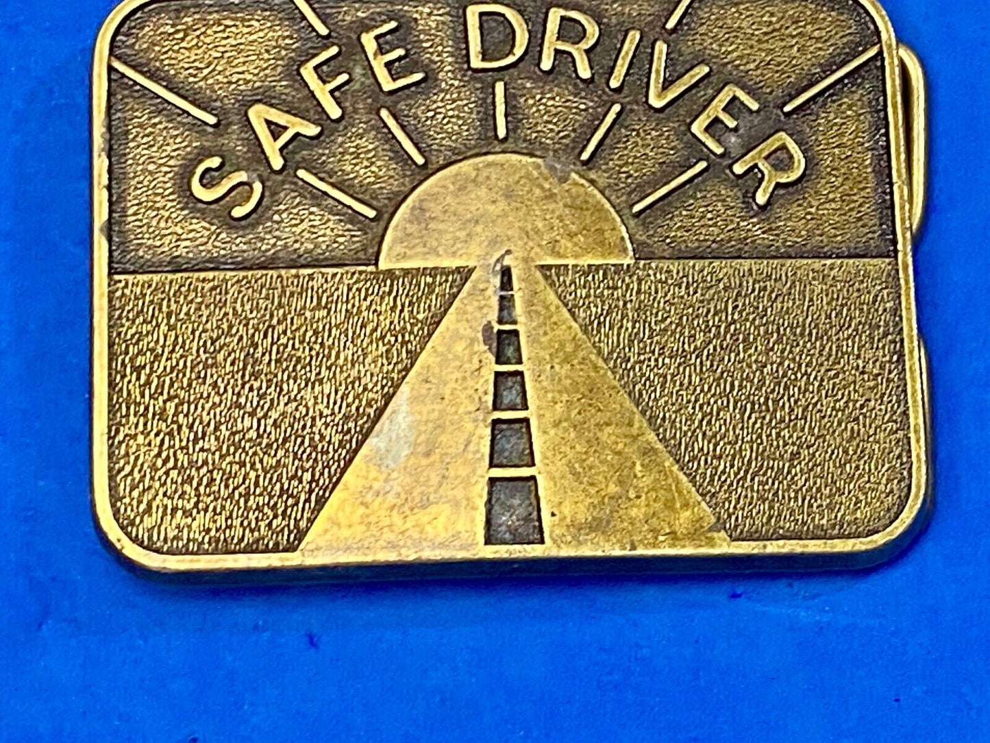 Vintage 1985 Safe Driver semi truck award belt buckle by JJ Keller & Associates