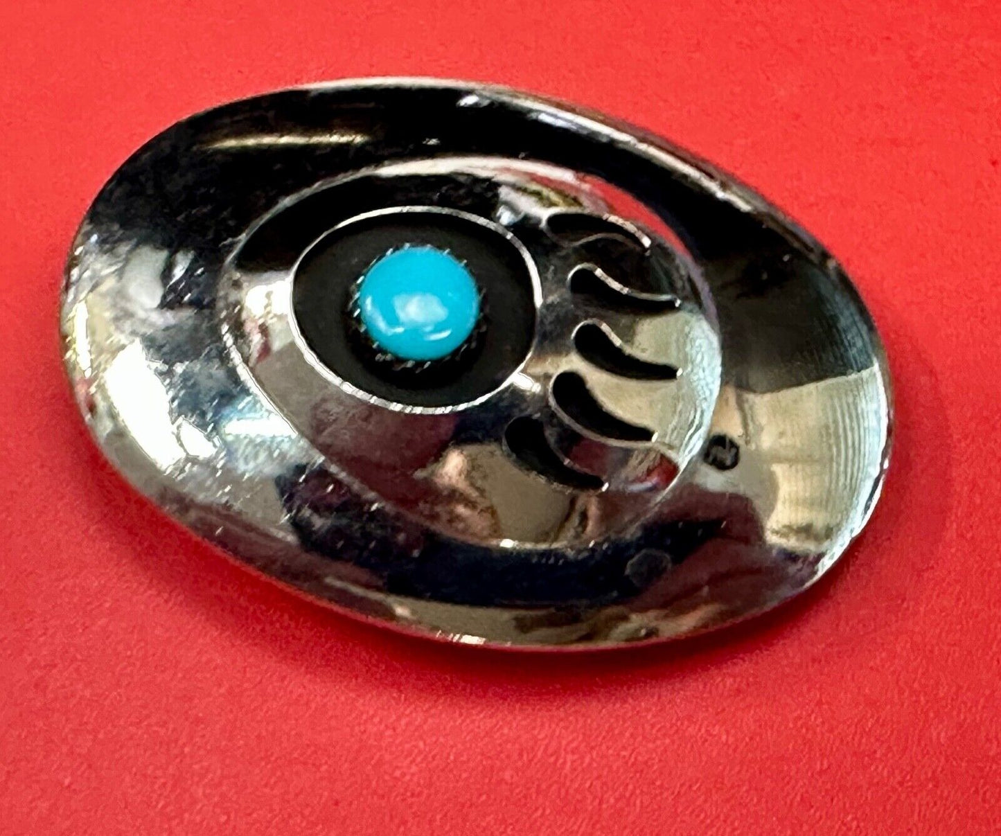 BC - Vintage B Cayaditto Zuni Bear Claw oval Belt Buckle