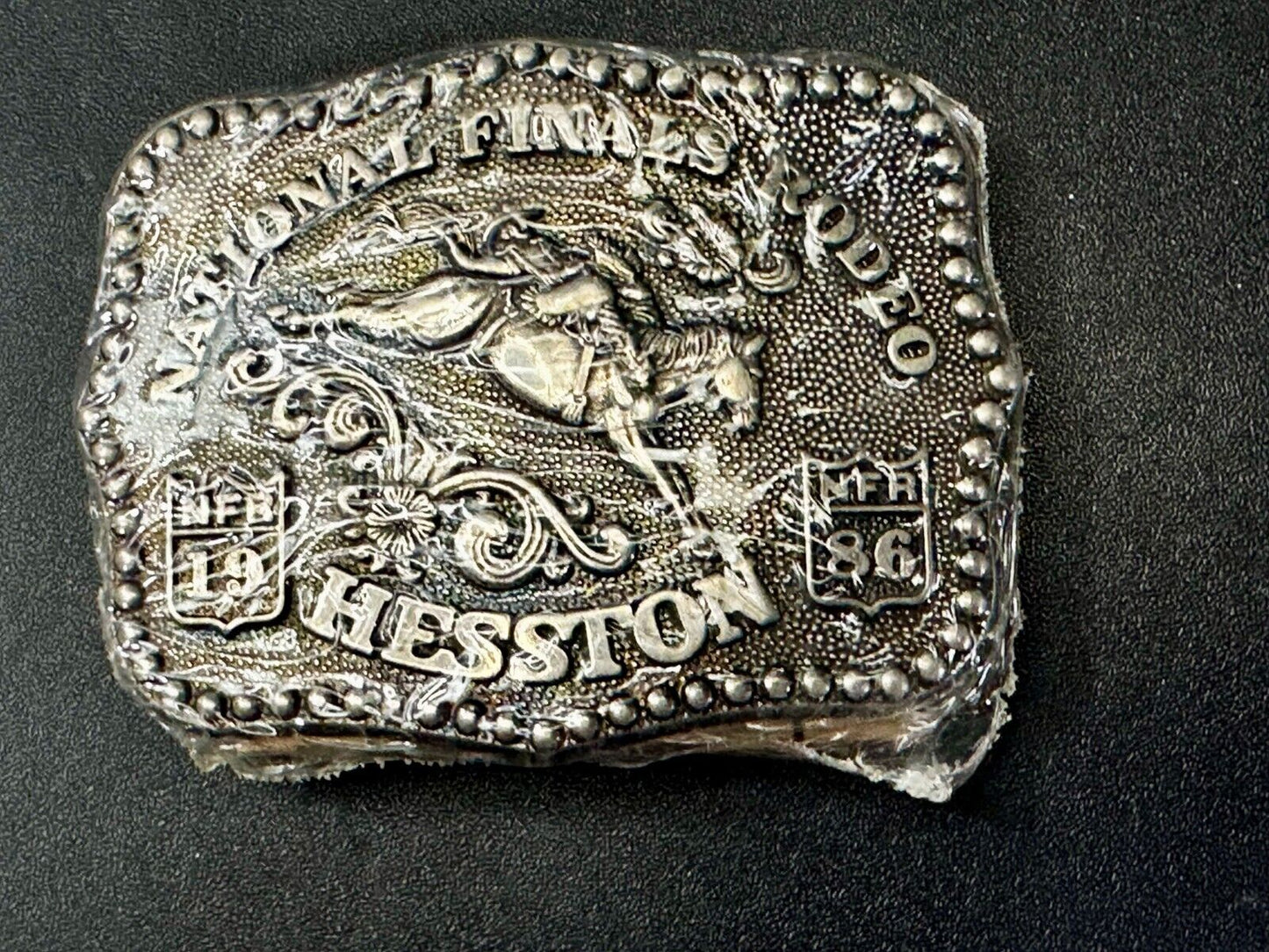 1986 Hesston National Finals Rodeo NFR Cowboys Youth Size NOS Belt Buckle