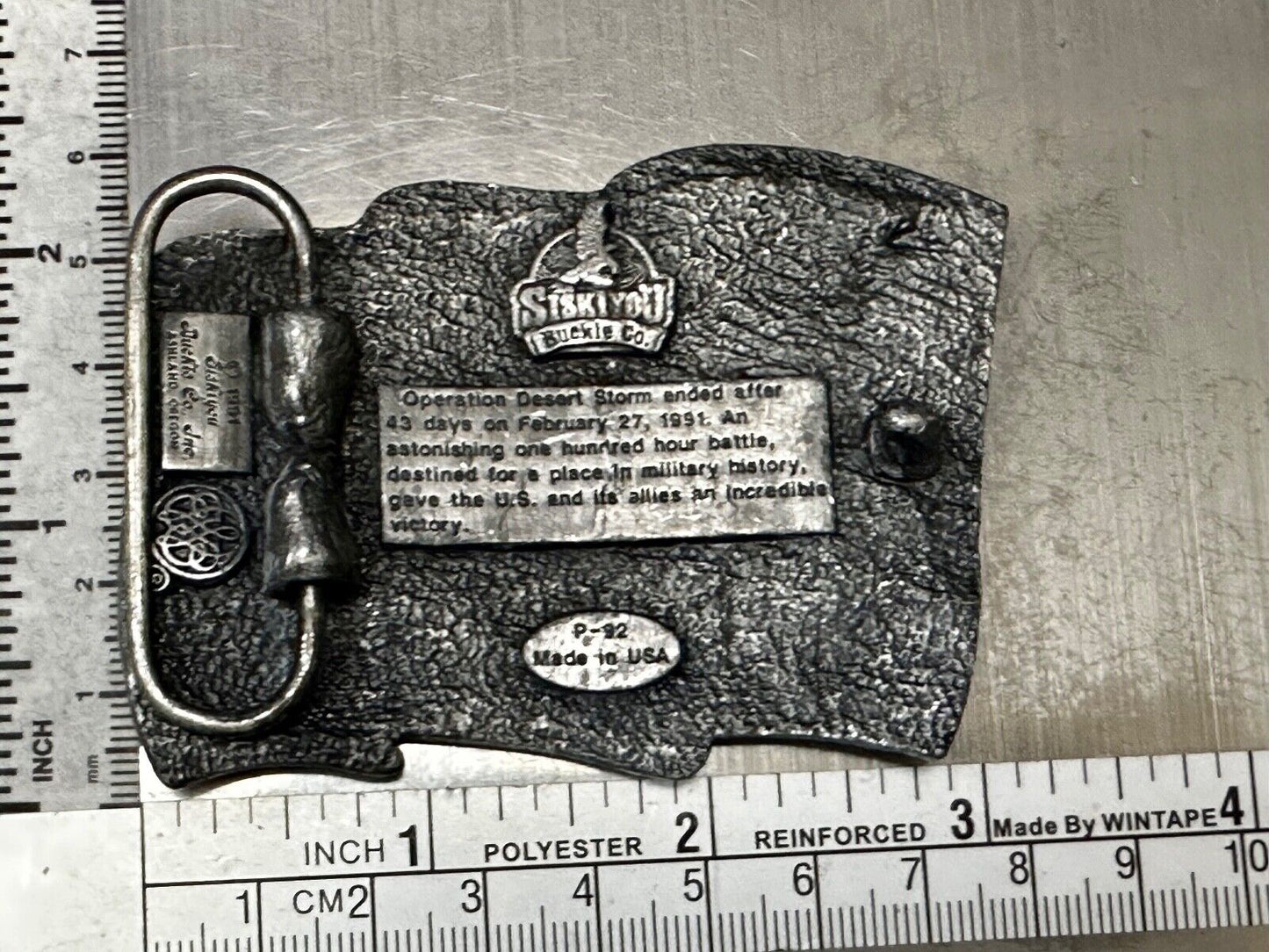 1991 Siskiyou Operation Desert Storm Belt Buckle P-92 -All Military