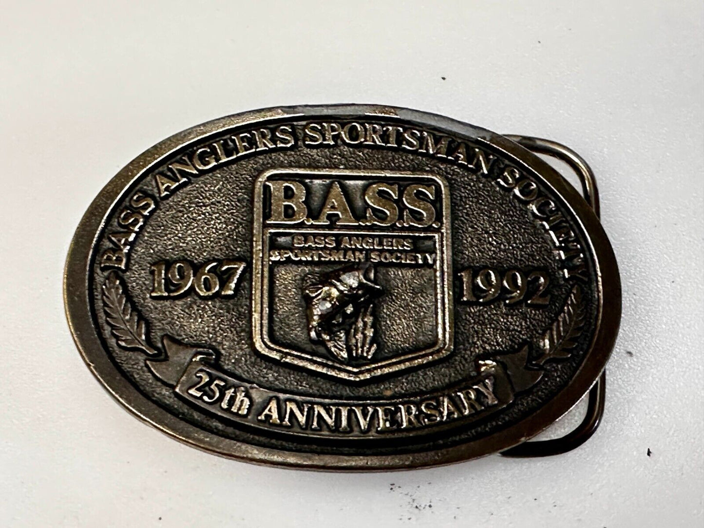 1992 Bass Anglers Sportsman Society Club 25th Anniversary Fishing Belt Buckle