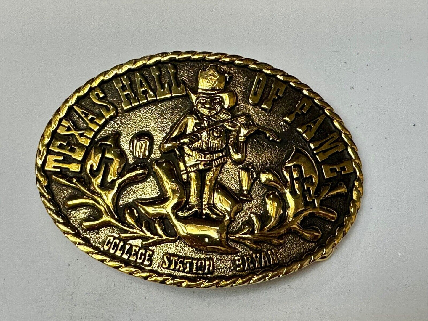 Texas Hall of Fame Bryan–College Station Cities Fiddle Music Vintage Belt Buckle