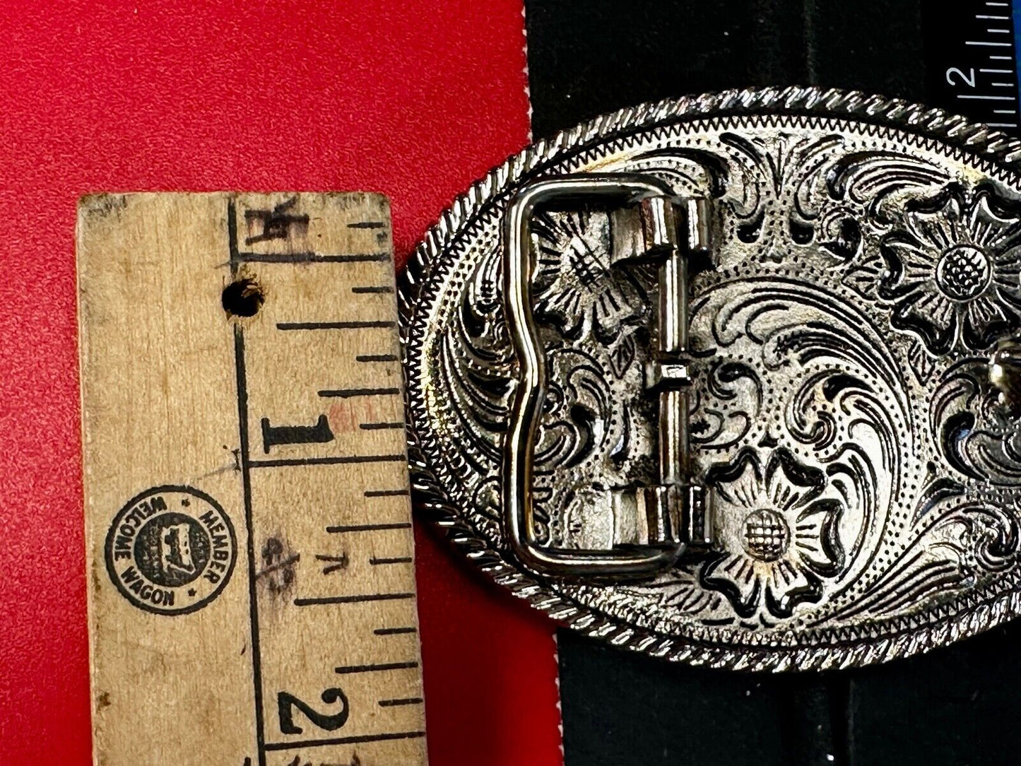Texas Longhorn Steer Bull Ornate Two-Tone Vintage Oval Belt Buckle