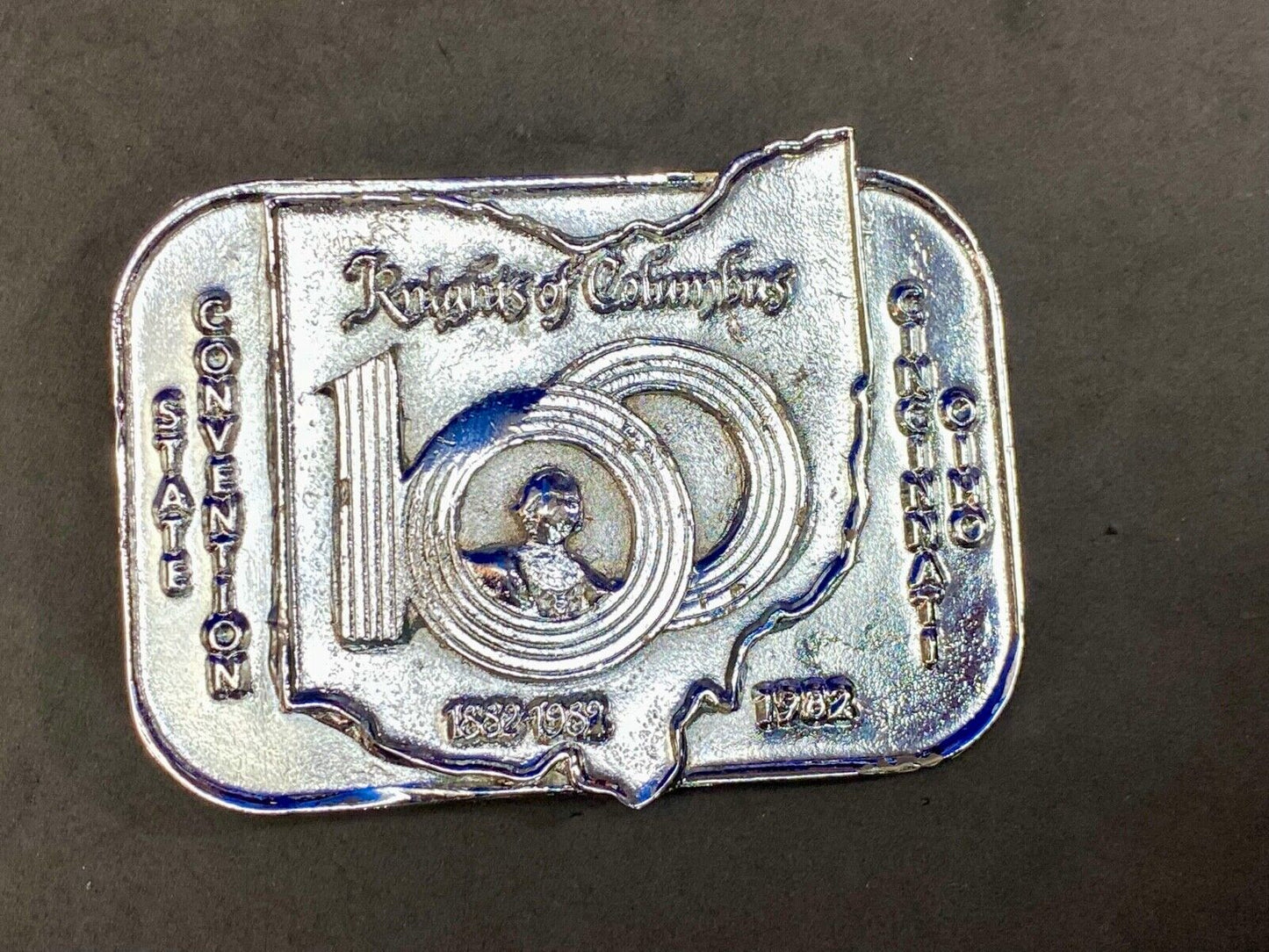 Vintage 1982 Knights Of Columbus 100 Year Celebration Convention Belt Buckle