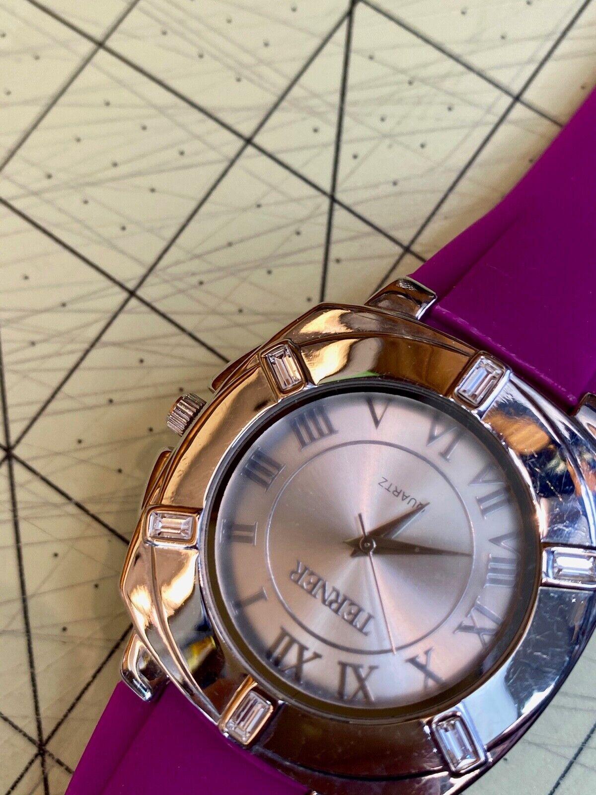 Terner 052009-1 Women's Watch - Pink Band Rhinestone Accents - New Battery