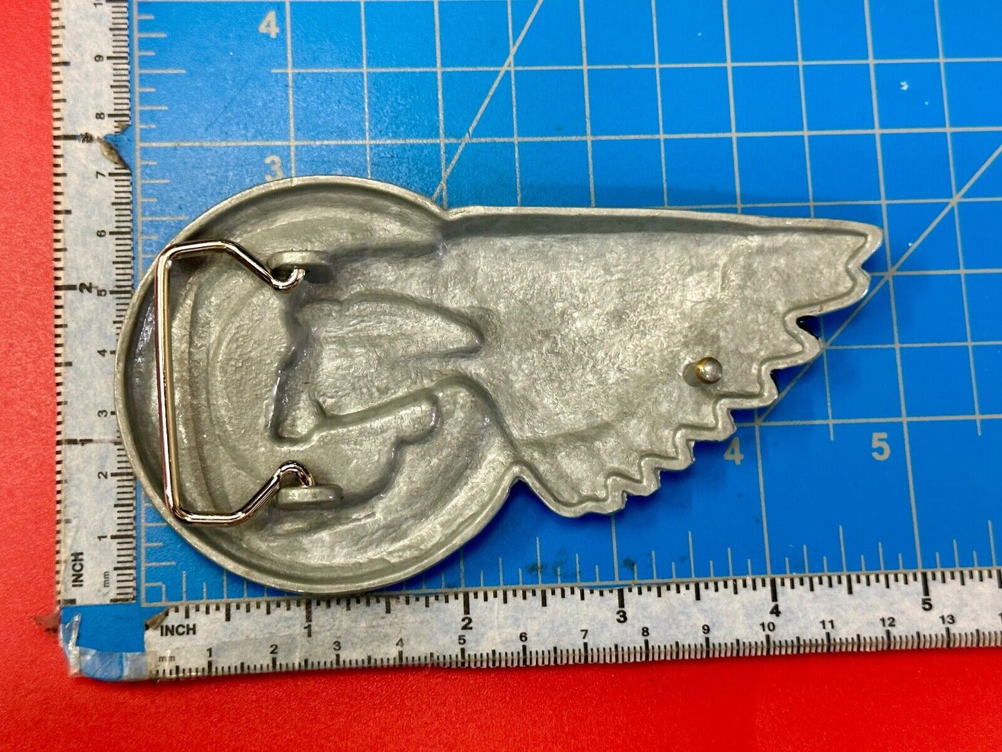 Bikers Skull with Eagle Wing and Motorcycle Wheel figural belt buckle