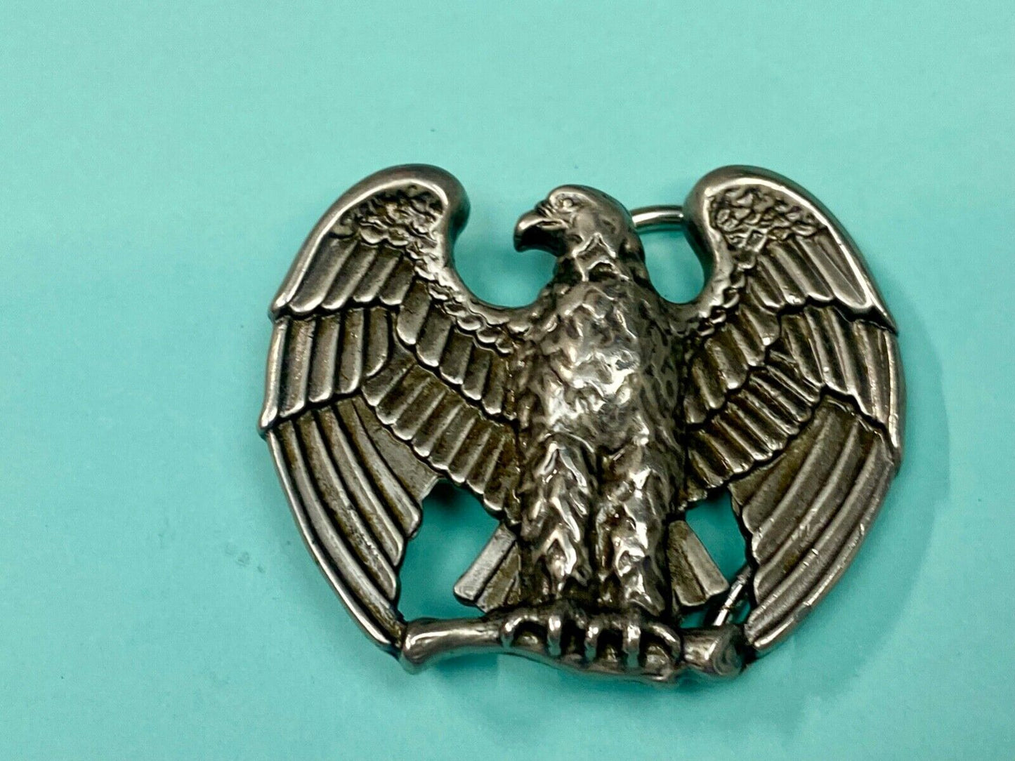 Vintage Avon 1970s Patriotic American Eagle Silver Tone belt buckle