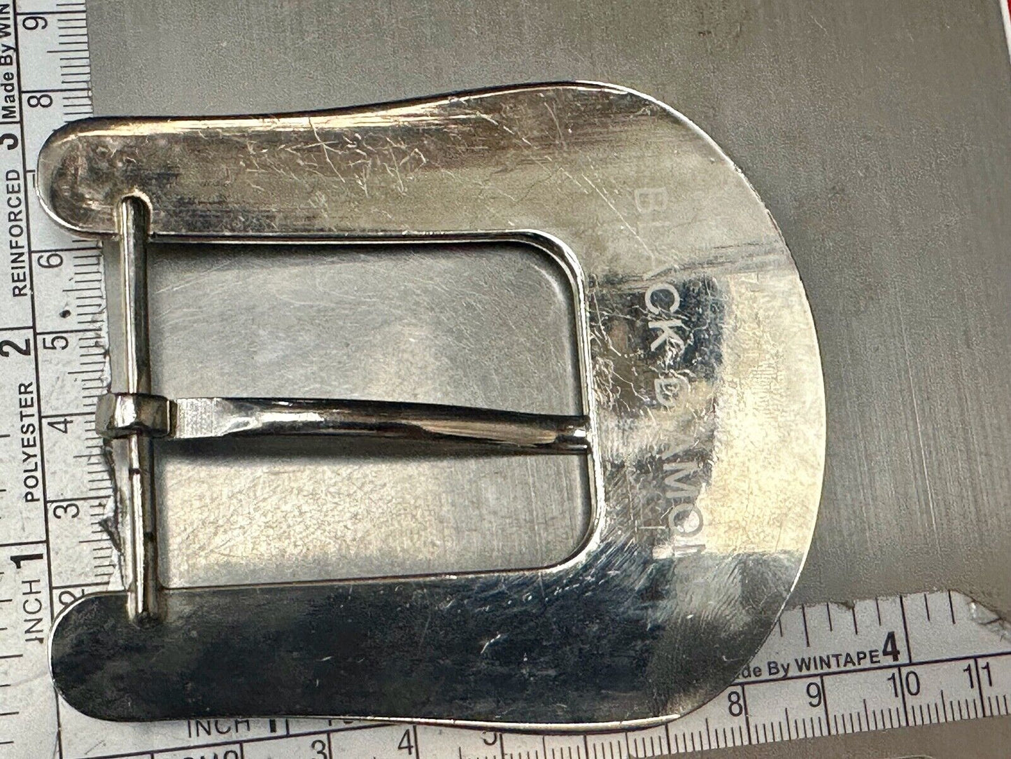 Vintage Black Diamond silver tone ranger style Belt Buckle - Missing rhinestone