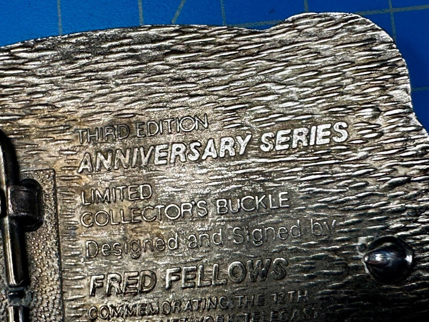 1985 NFR Rodeo Vintage Hesston Belt Buckle Steer Wrestling Cowboy