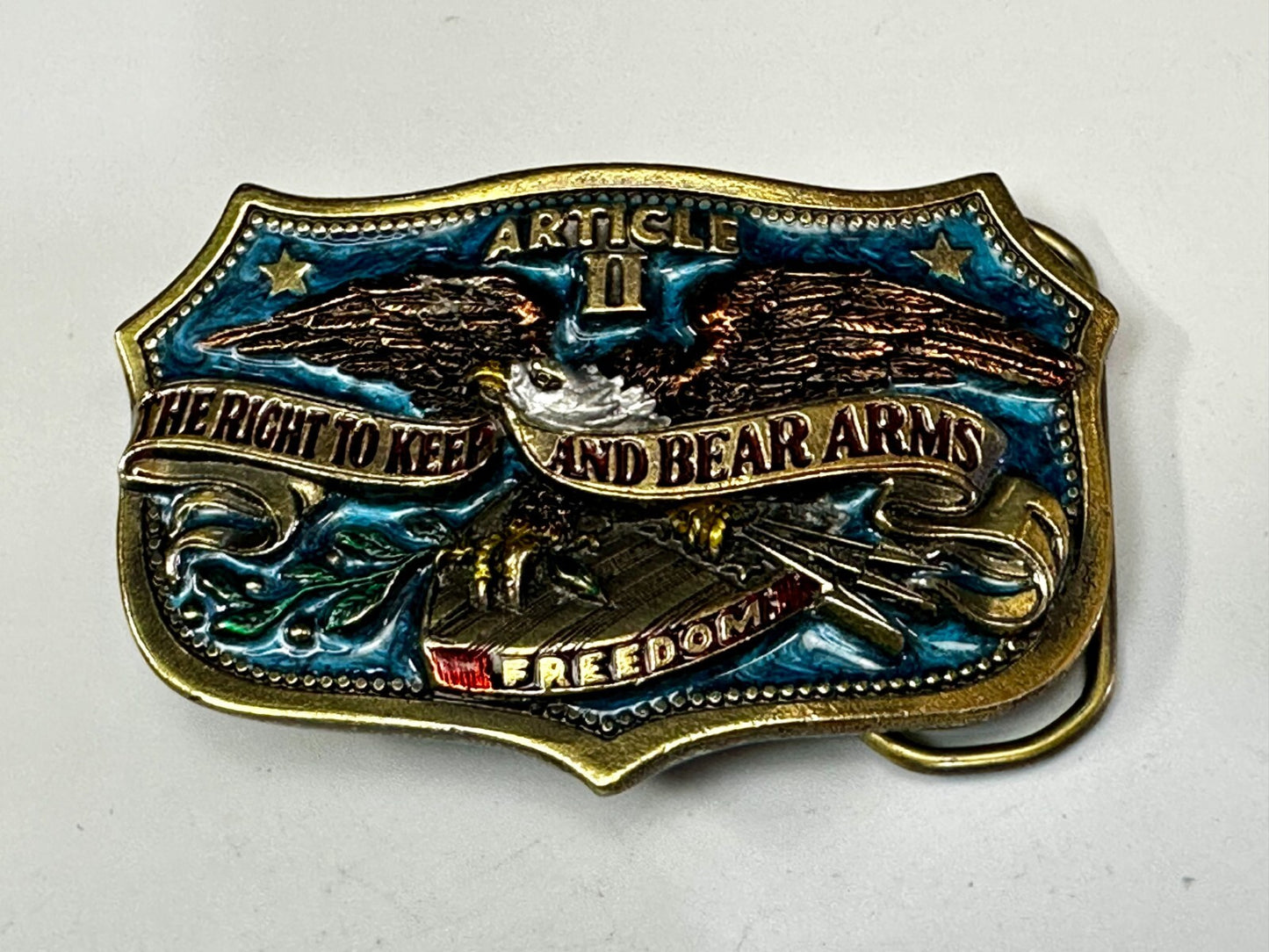 The Right To Keep and Bear Arms Article II VTG 1982 Great American Belt Buckle