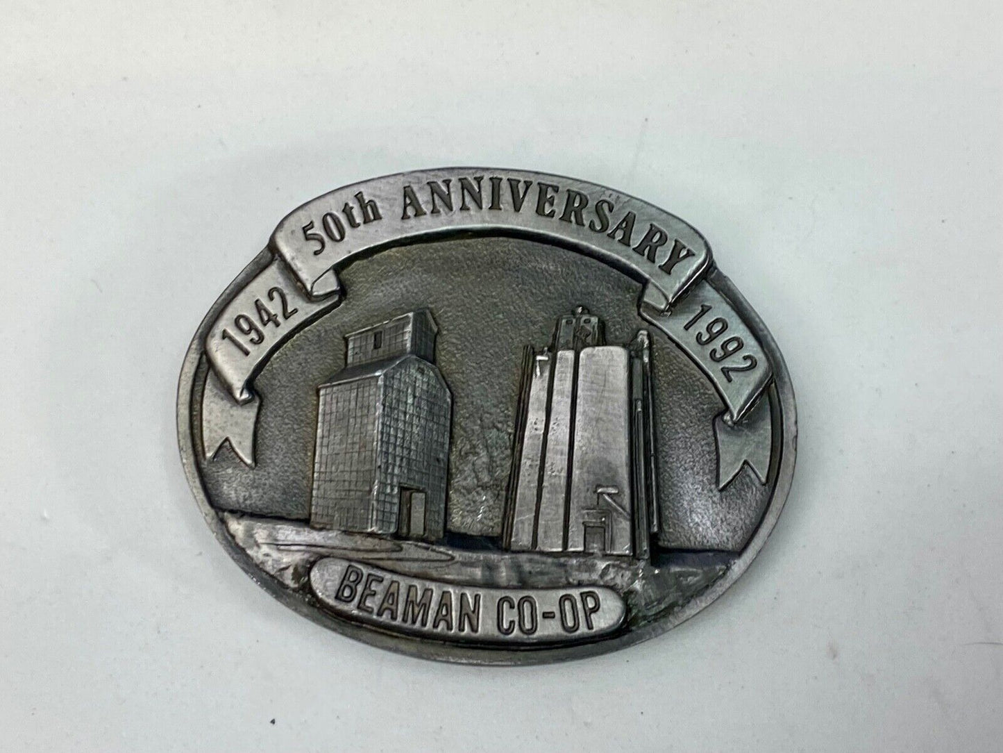 Beaman Co-Op 50Th Anniversary Iowa Feed Grain Farming Agriculture Belt Buckle