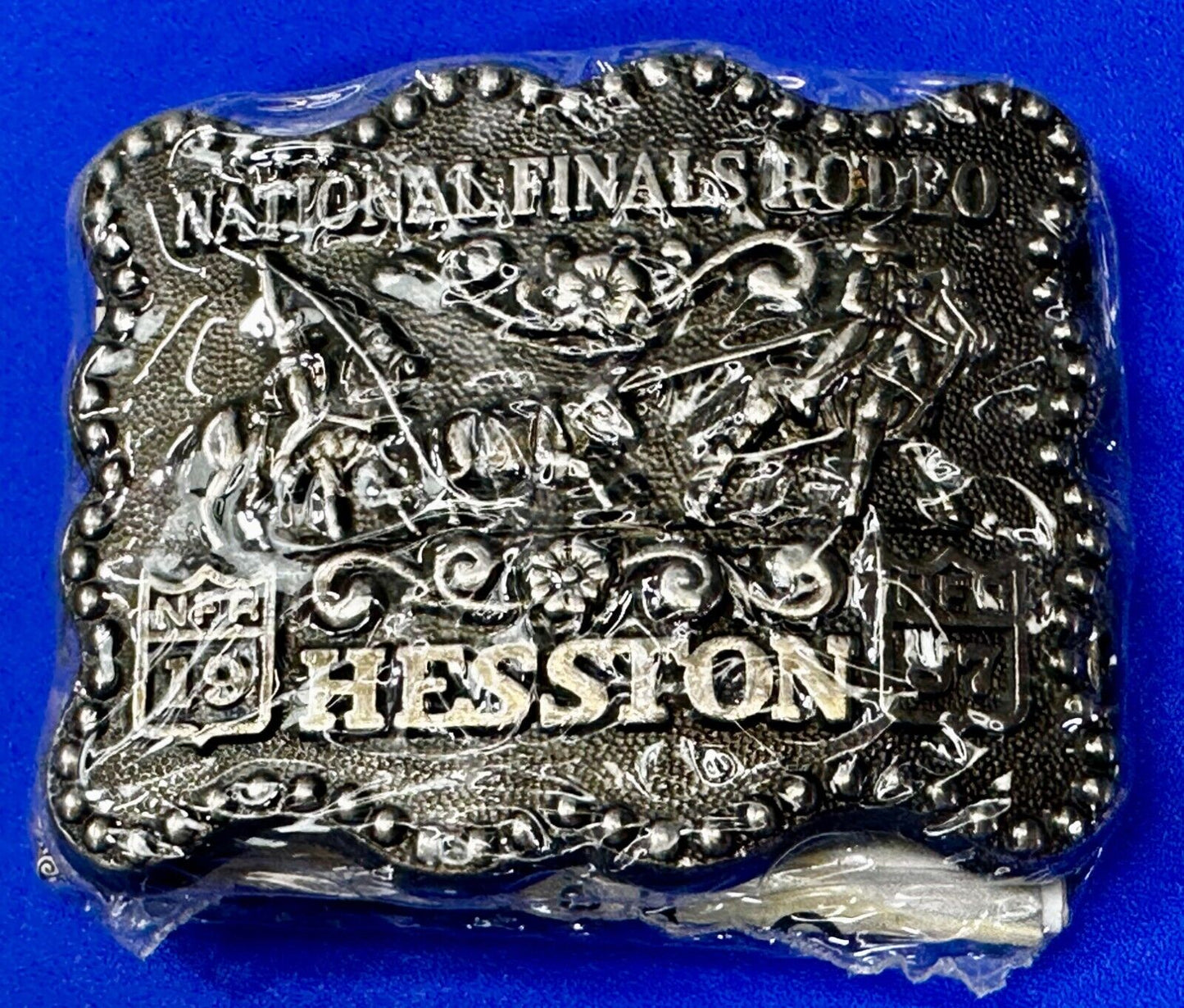 1987 Hesston National Finals Rodeo NFR Cowboys Youth Size NOS Belt Buckle