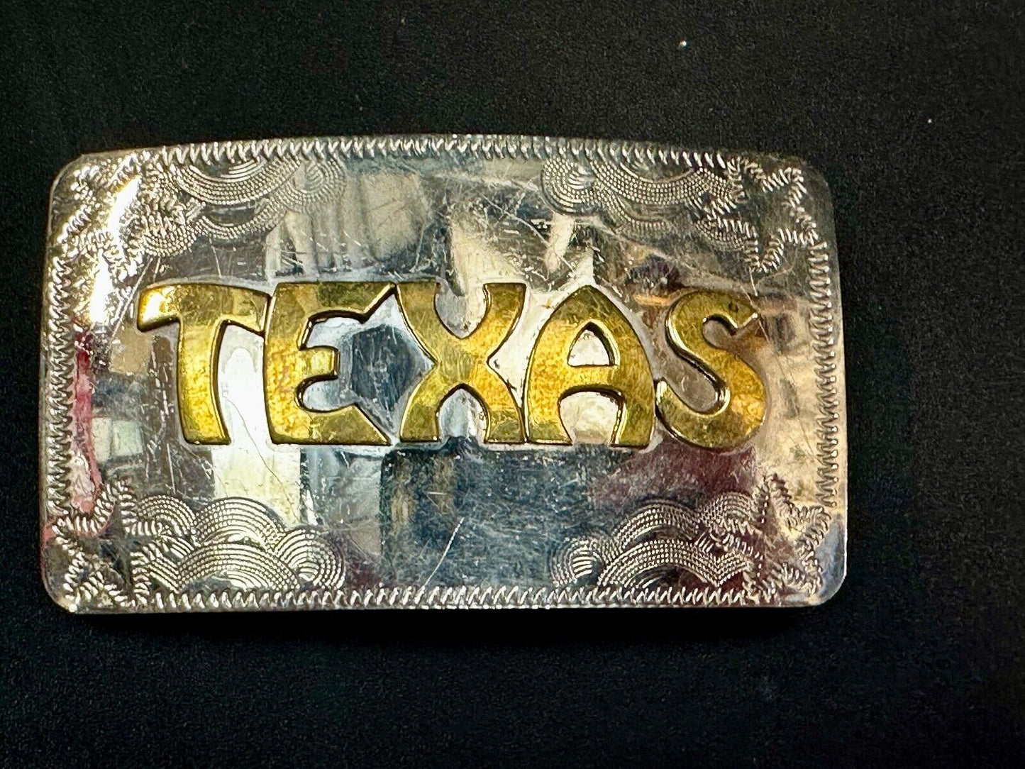 The Great State of Texas two tone German Silver rectangular Belt Buckle