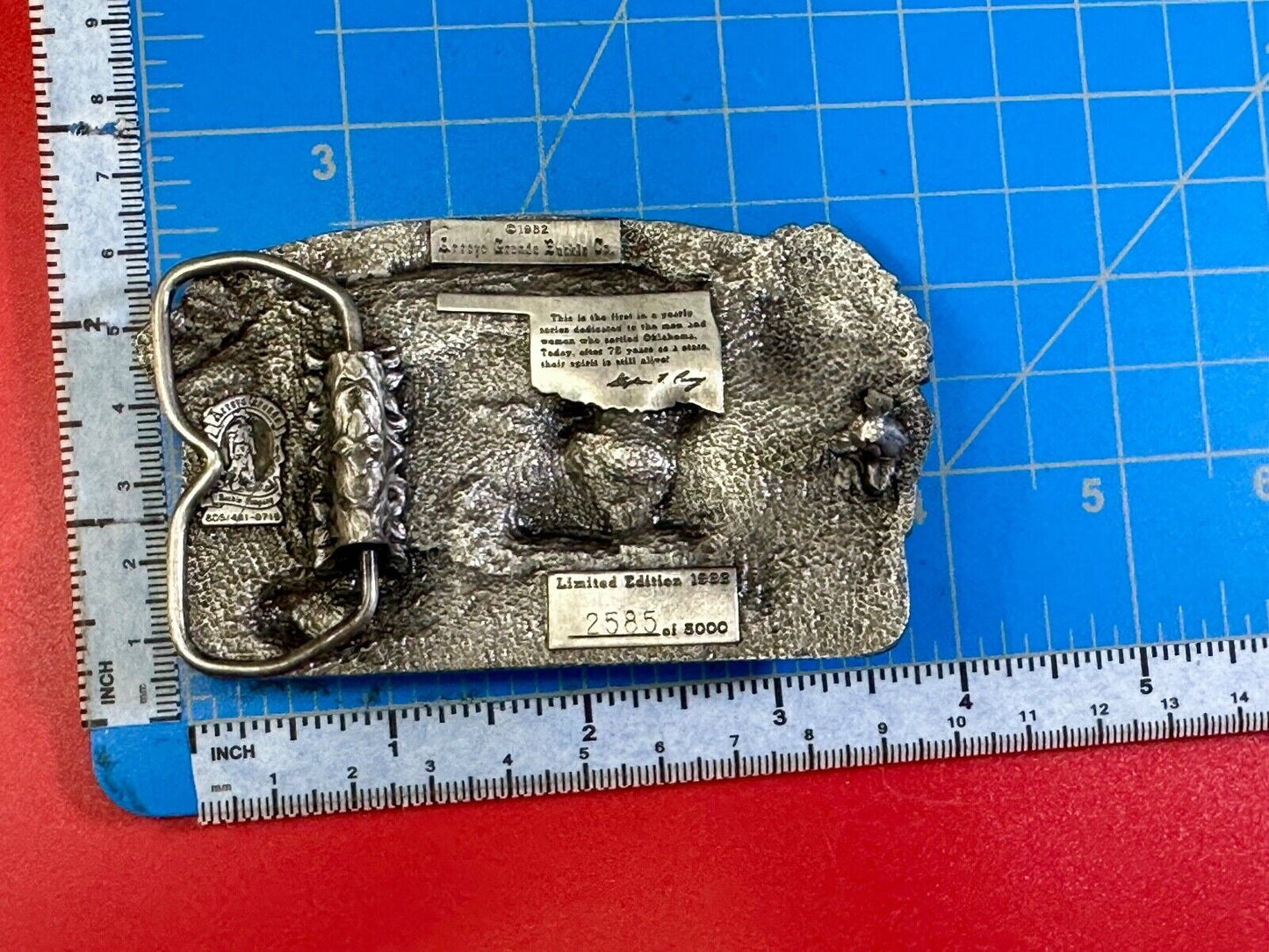 1982 Oklahoma State Commemorative Series limited belt buckle by Arroyo Grande