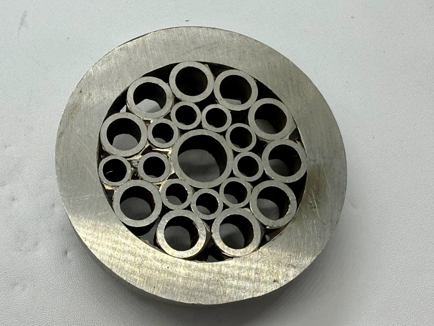 Artisan Welder Art Abstract Open Work Circles Round Silver Color Belt Buckle
