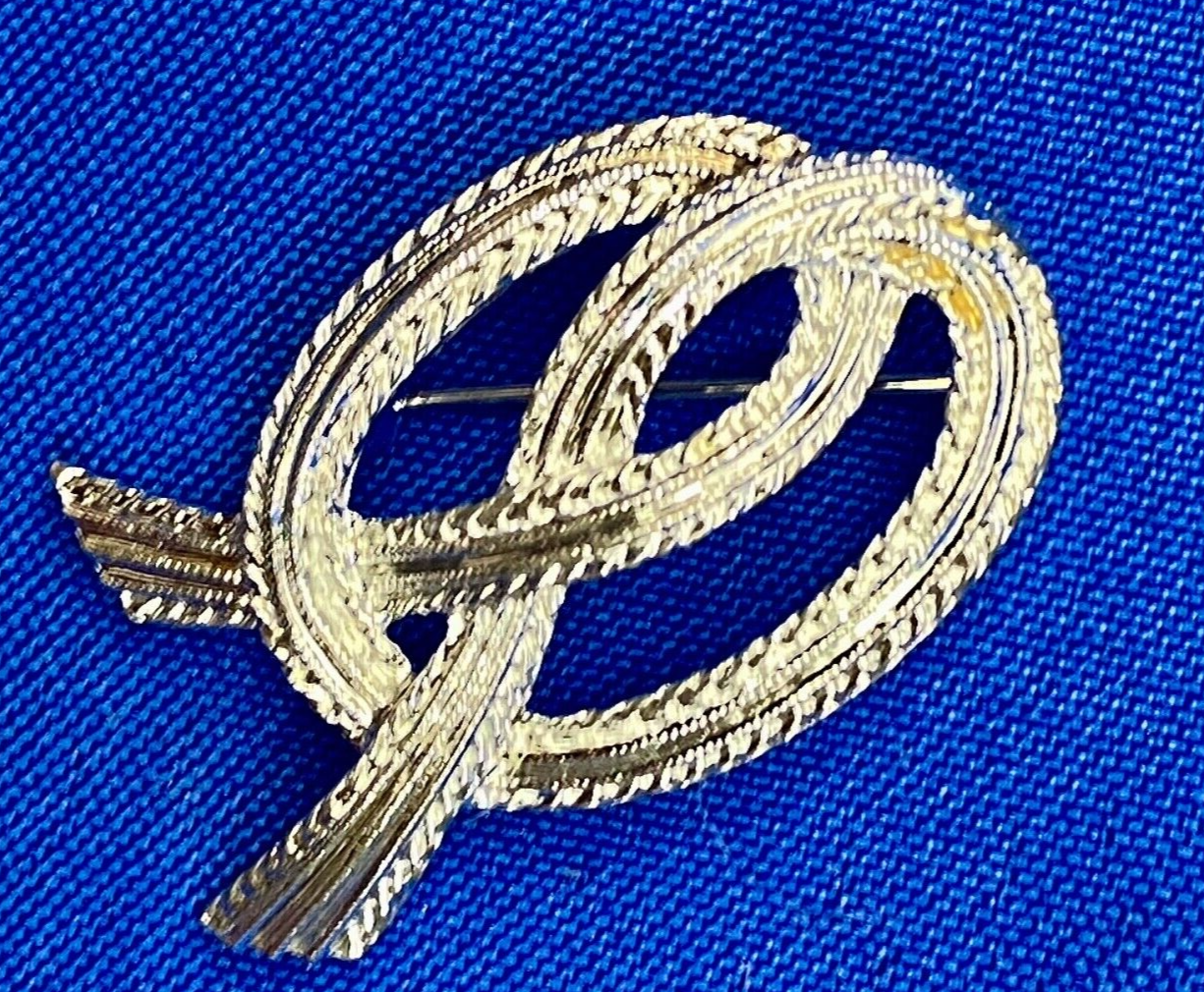 Vintage Emmons Knotted Bow Silver Tone Brooch Pin Costume Jewelry