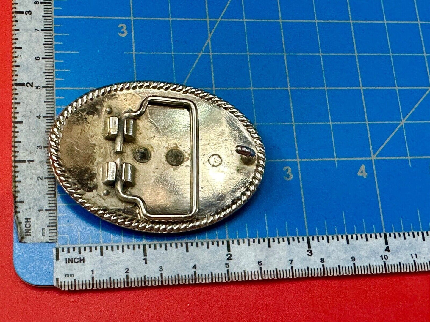 2.5" wide Two tone Vintage western rodeo cowboy belt buckle.