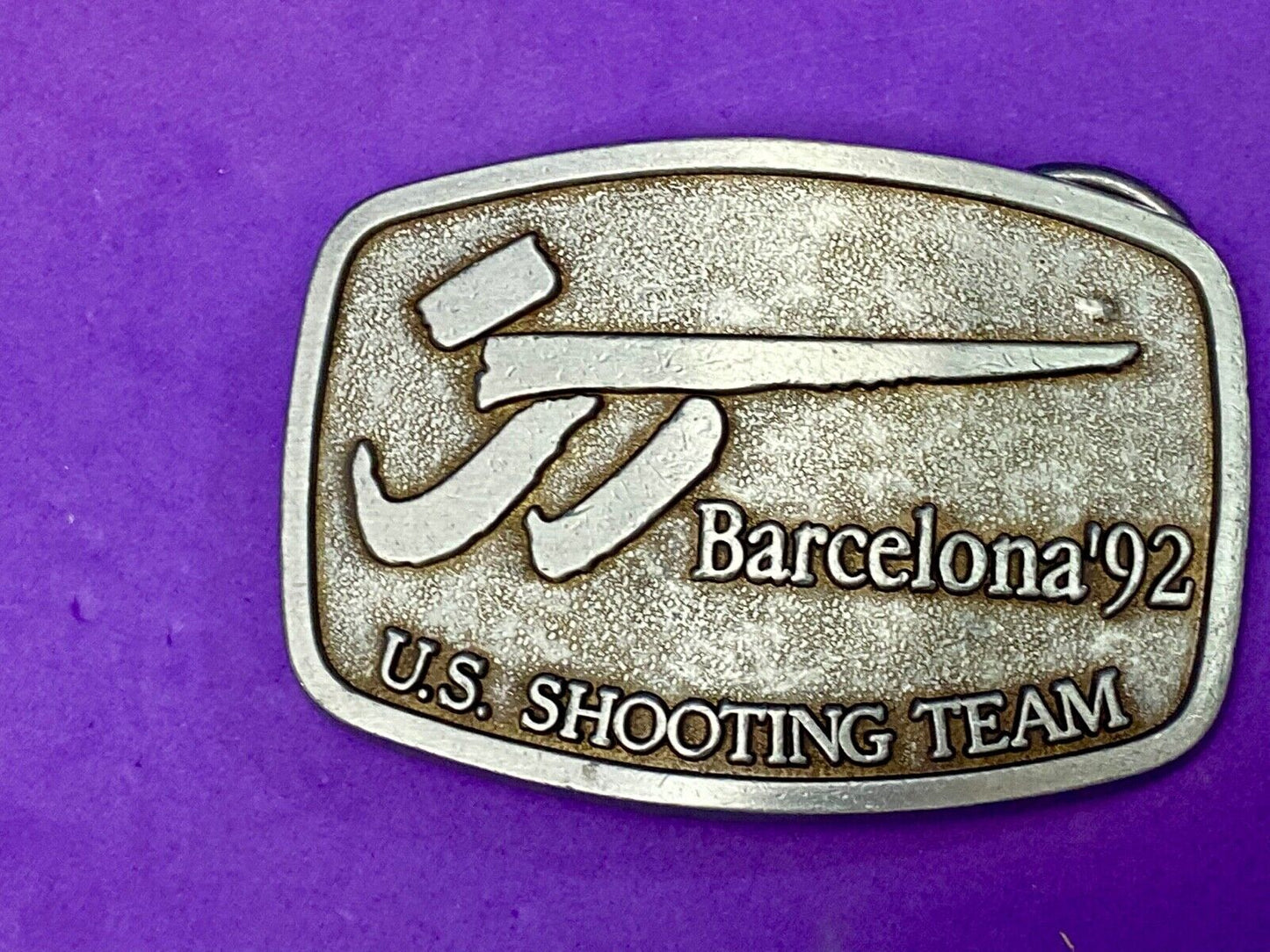 Vintage 1992 US Olympic Shooting Team BELT BUCKLE Barcelona