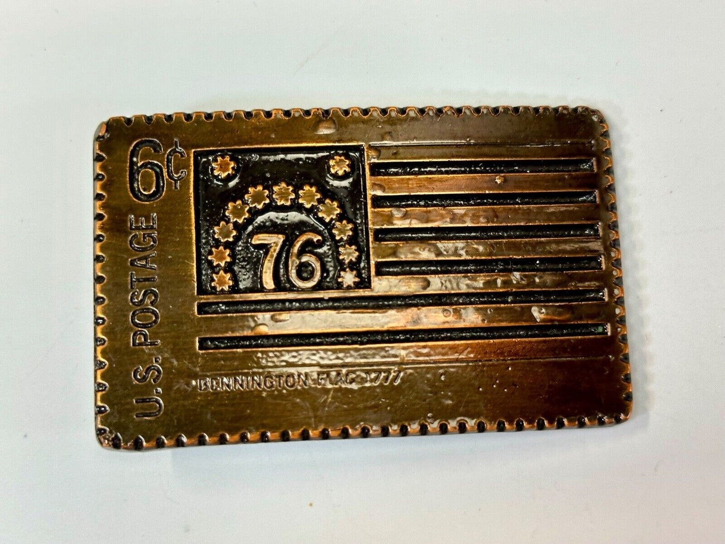 US STAMP Bicentennial celebration America figural belt buckle by Oden