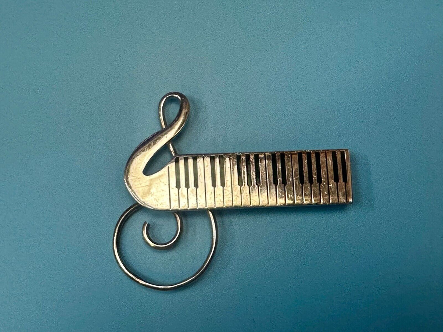 Treble Clef Piano Music Keyboard Musician Vtg. Brooch Pin Sterling 925 Mexico
