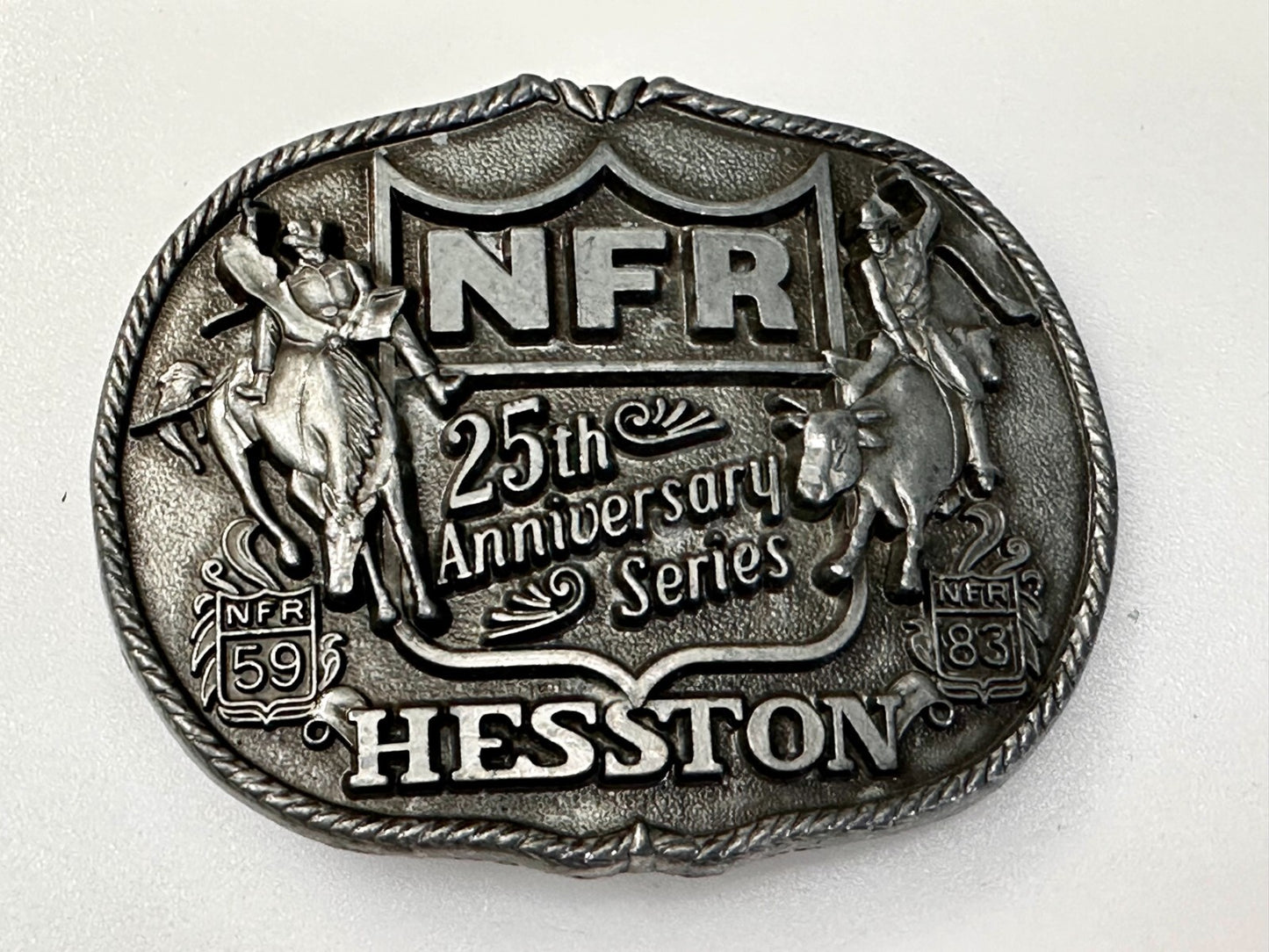 1983 Hesston NFR National Finals Rodeo Cowboys 25th aniversary Belt Buckle