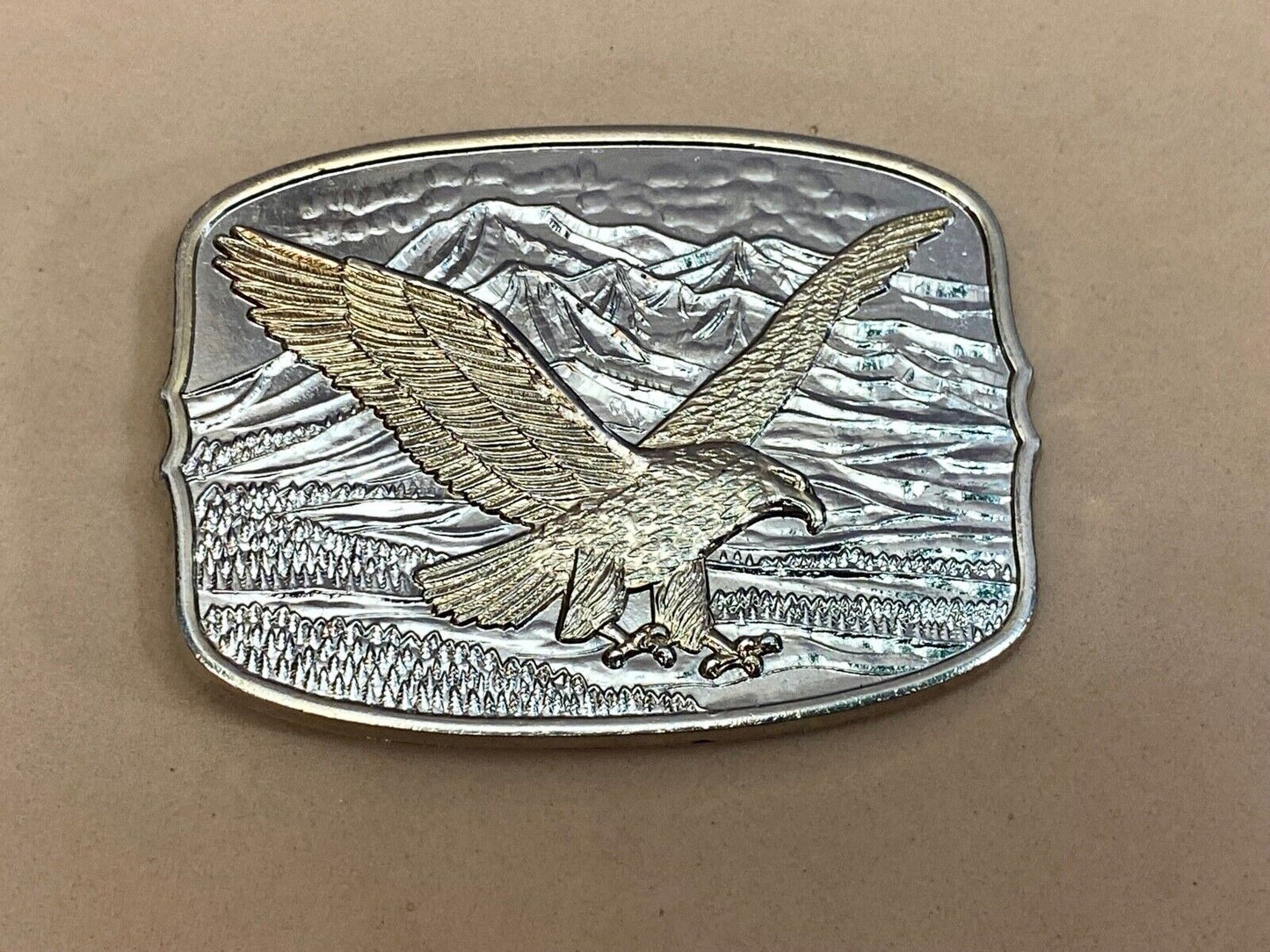 American Eagle Against Mountains Metal Numbered Belt Buckle Country Western