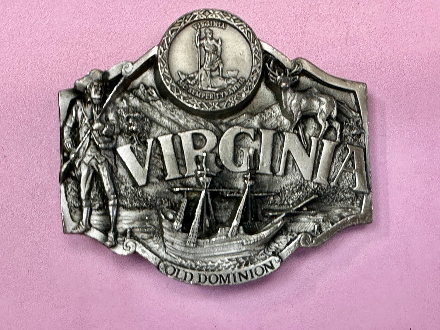 The States of Virginia Old Dominion Dogwood Cardinal 1987 Siskiyou Belt Buckle
