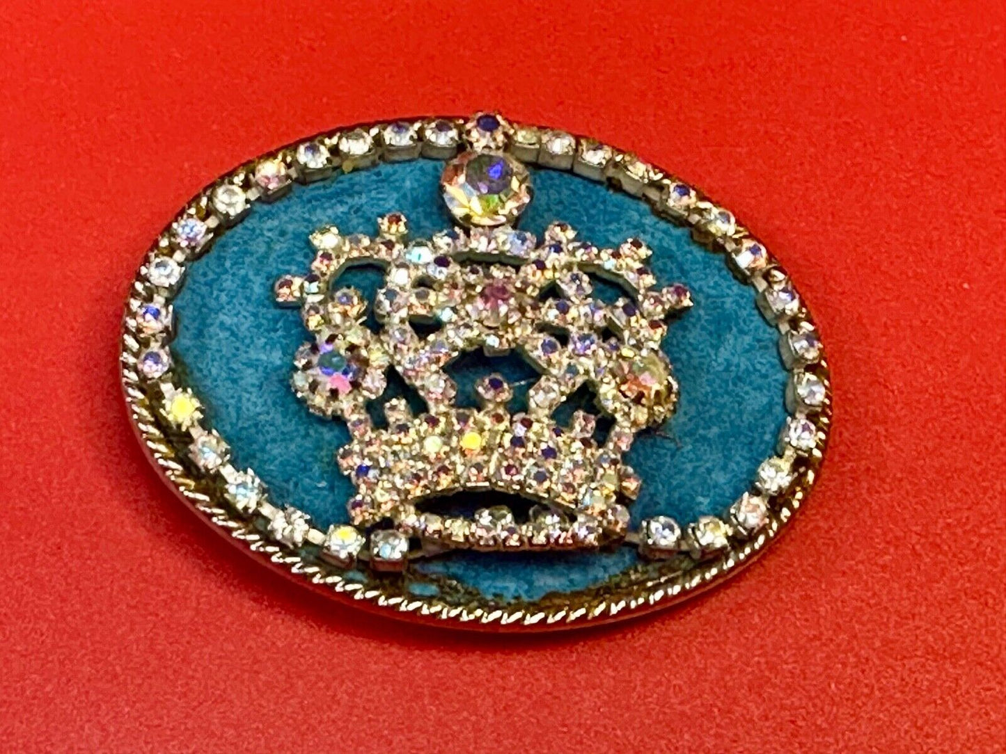 Bejeweled Gorgeous CROWN - Art artisan oval Belt Buckle