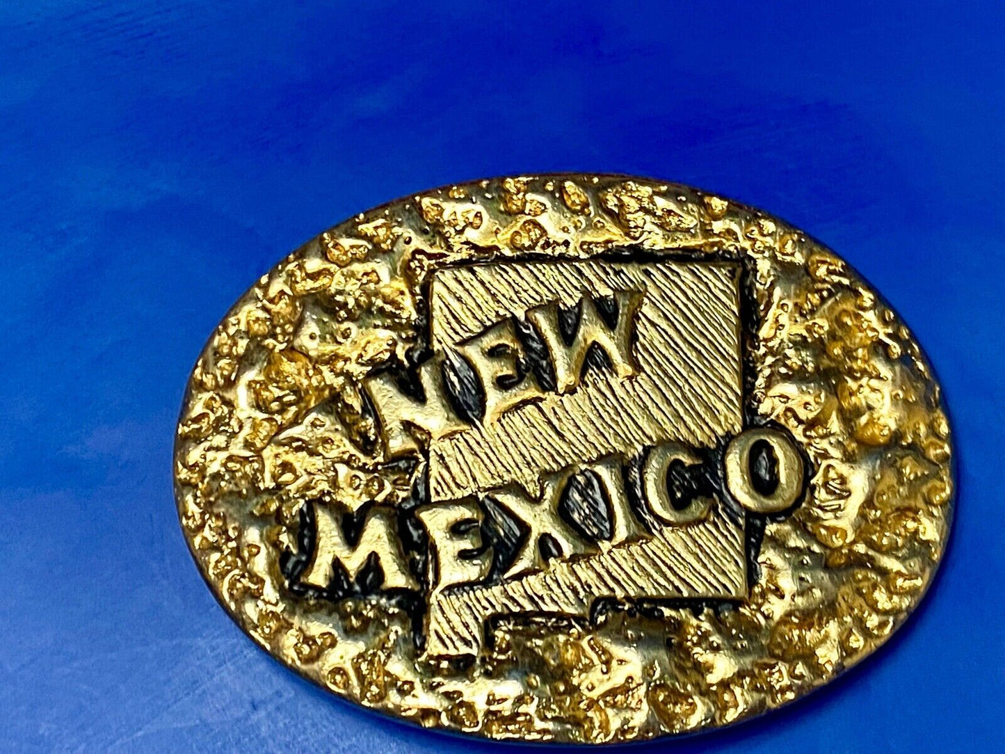 The Great State Of New Mexico Gold Tone Chunky Vintage Belt Buckle