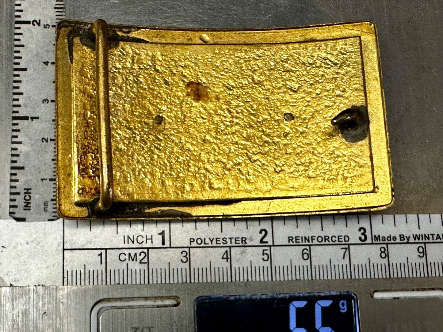 Vintage Cowboy Saddle Bronc western Covered wagon gold tone belt buckle