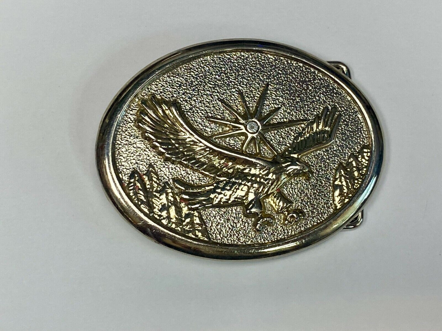 Vintage Classic Flying Bald Eagle with starburst Metal Belt Buckle