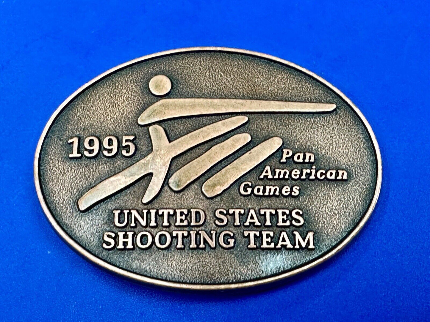 1995 United States US Shooting Team Pan American Am games belt buckle
