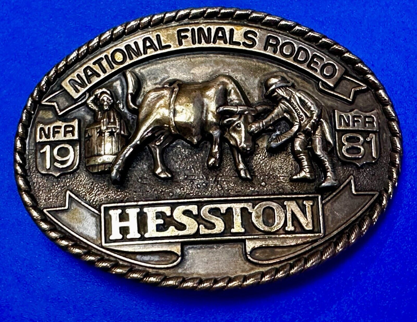 1981 Hesston National Finals Rodeo NFR Cowboys Belt Buckle - 7th edition