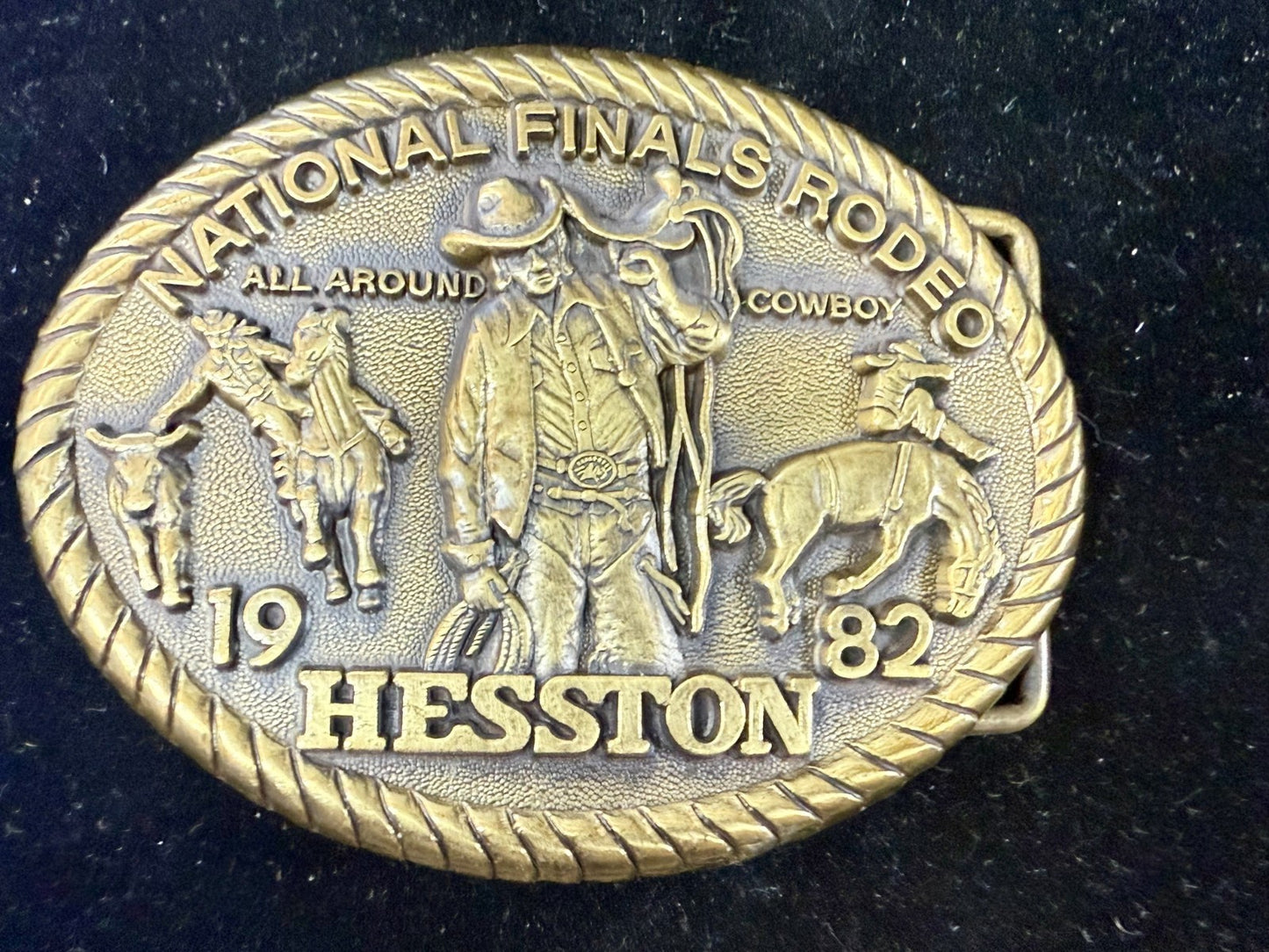 1982 Hesston NFR National Finals Rodeo All Around Cowboy Belt Buckle