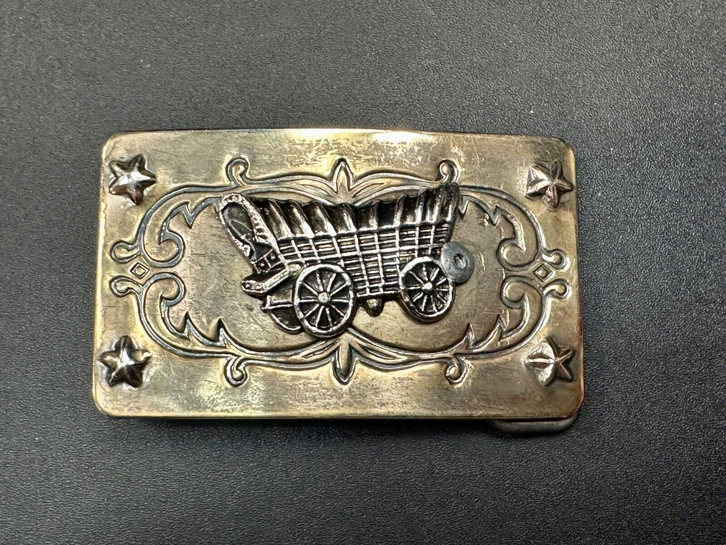Vintage Covered Wagon Ornate belt buckle to restore