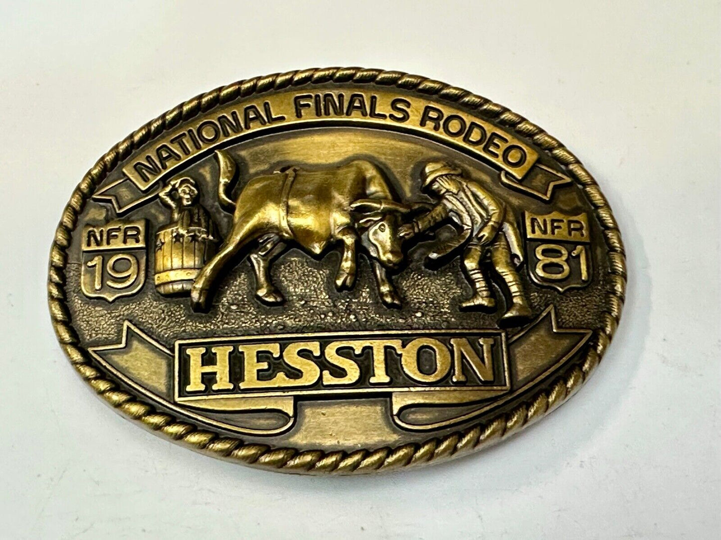 1981 Hesston National Finals Rodeo NFR Collectors Rodeo Cowboy NOS Belt Buckle
