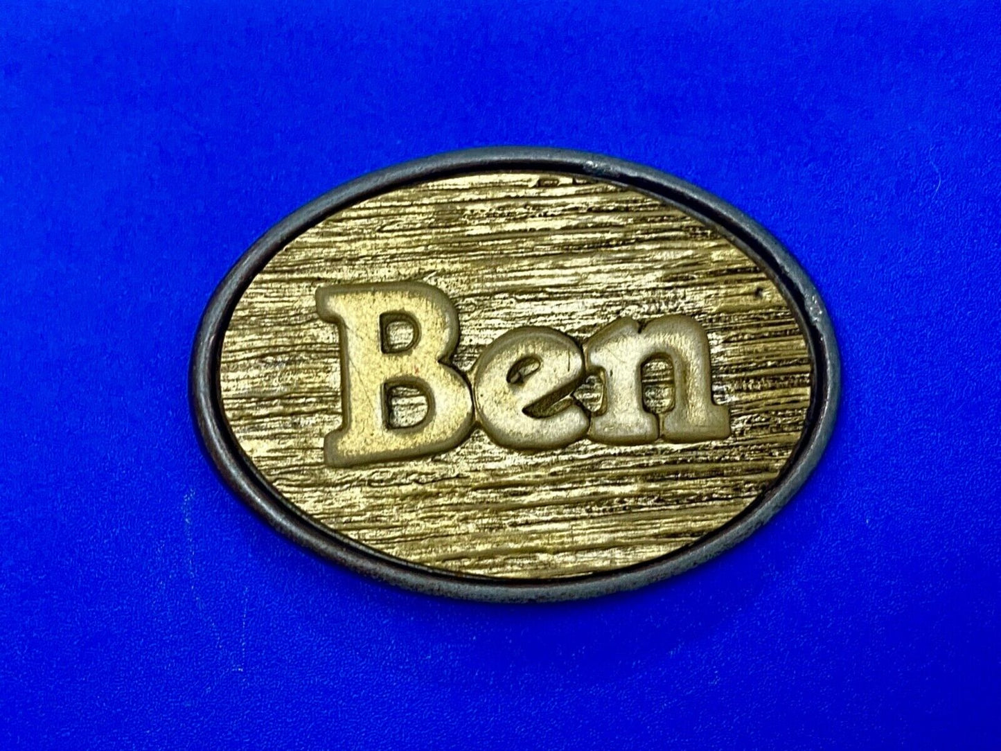 BEN - custom name 1970's Wood Grain theme belt buckle by Oden
