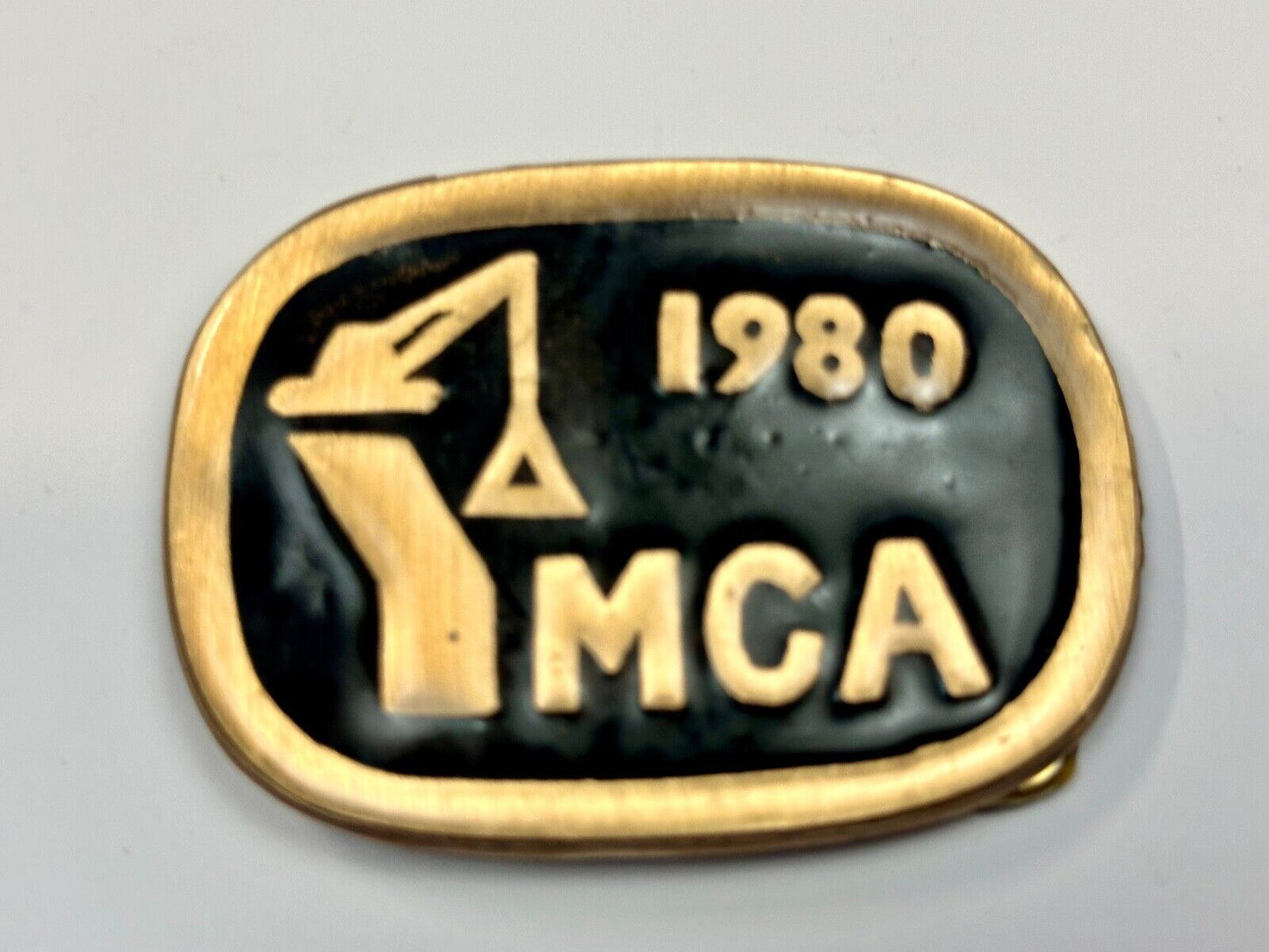 Vintage 1980 MCA crane Construction Street Heavy Equipment belt buckle