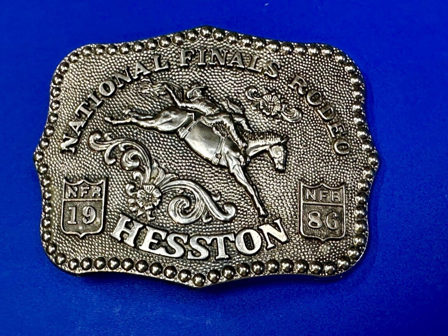 1986 Hesston National Finals Rodeo NFR Rodeo Cowboys NOS Western Belt Buckle