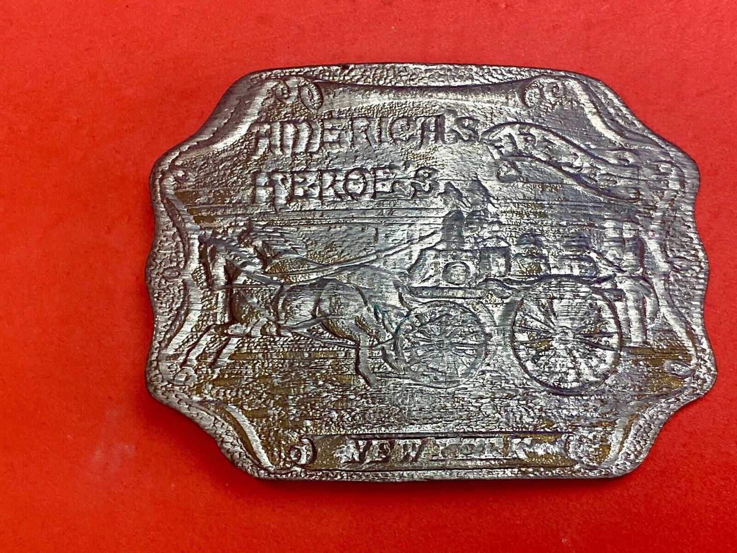 Vintage America's Heroes Fire Department Belt Buckle New York