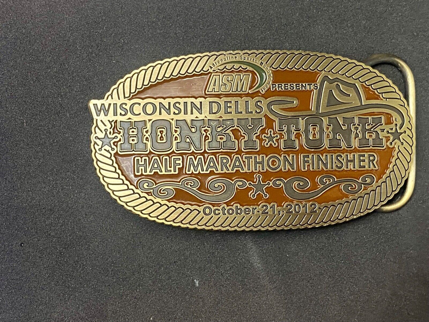 ASM Wisconsin dells Honky Tonk half marathon - finishers trophy belt buckle
