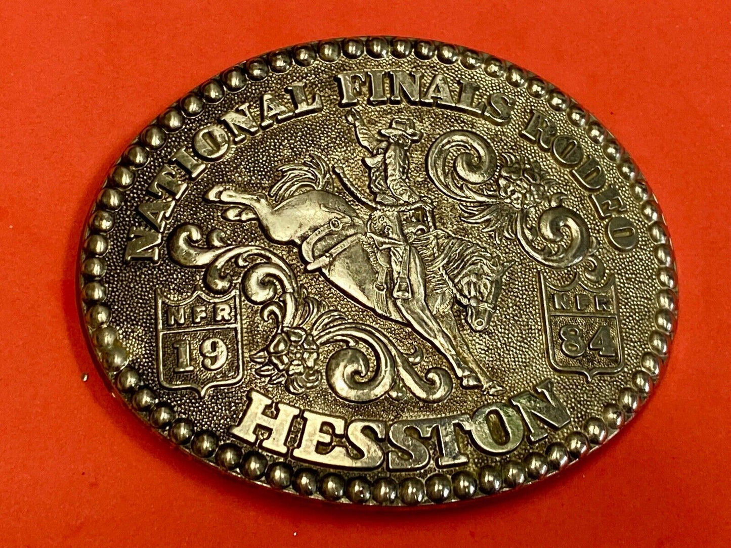1984 Adult Size Nfr National Finals Rodeo Belt Buckle By Fred Fellows