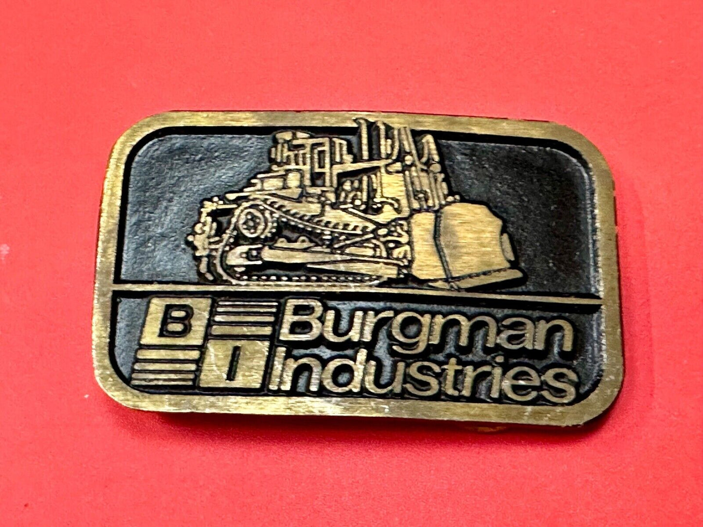 Vintage Burgman Industries Company Advertising brass Dynabuckle belt buckle