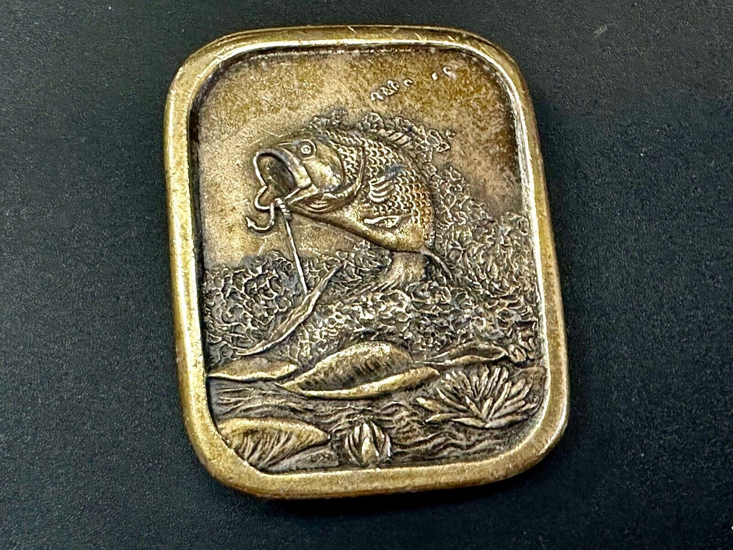 Bass Sport Fishing Vintage 1976 Indiana Metal Craft Belt Buckle