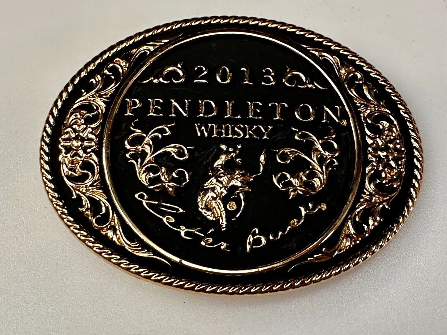 2013 Pendleton Whiskey Let'er Buck Rodeo Cowboy Montana Silversmiths Belt Buckle