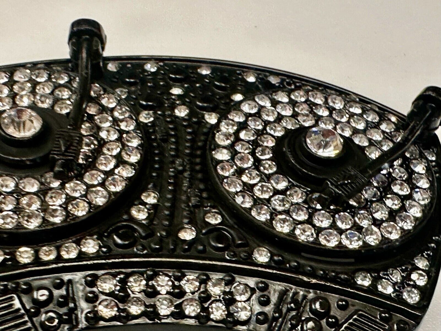 Spinner DJ Turntables Record Player Rhinestone Accented Turning Belt Buckle